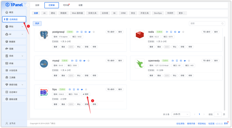 图 5 访问 frp 服务——打开 frp 服务地址