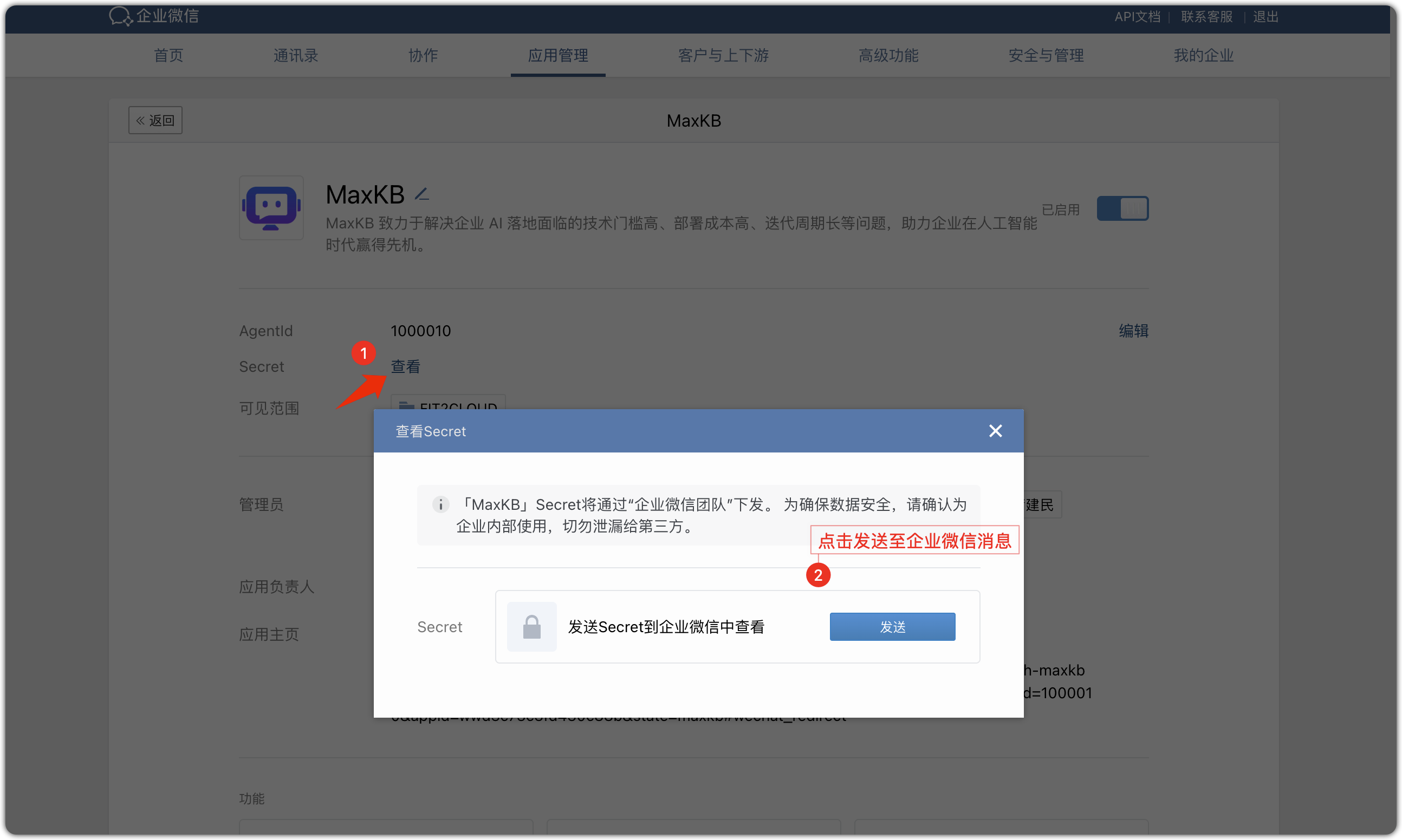 图 13  企微应用信息