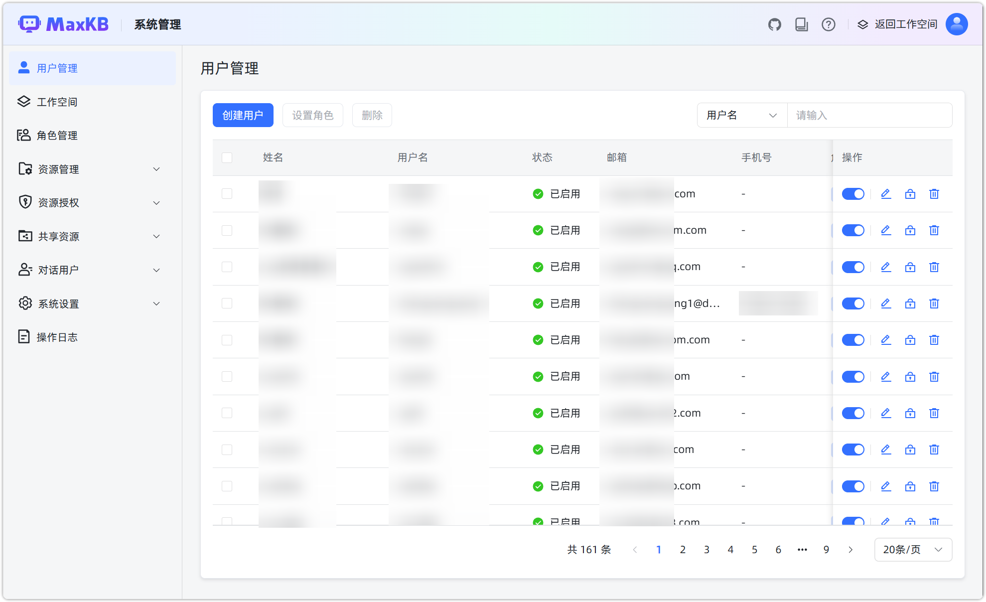 图 1  用户列表页面